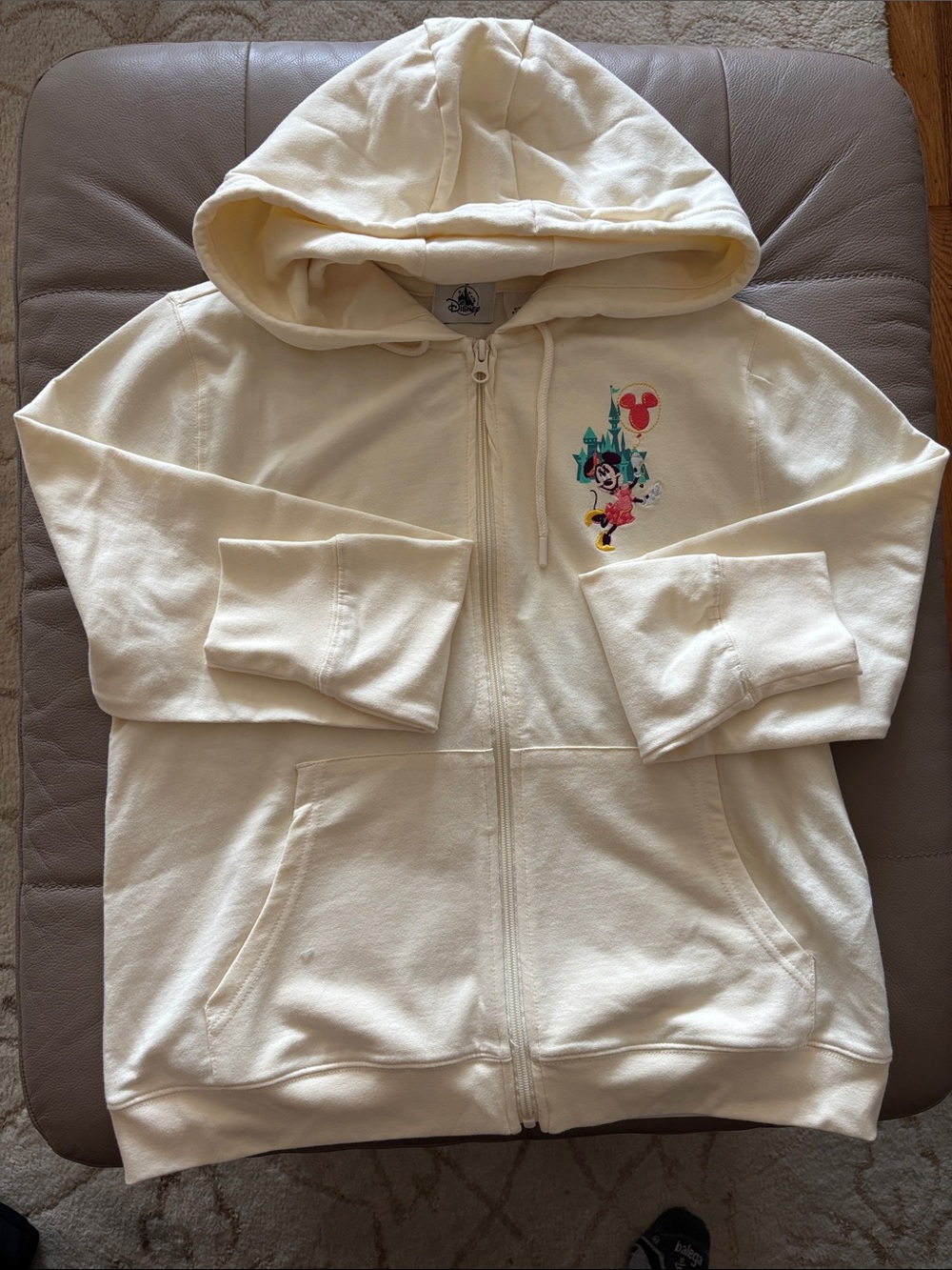 Disney Pale Yellow Minnie Mouse Zip Hoodie S